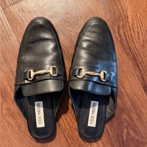 Steve Madden Black Loafers with Gold Accent
